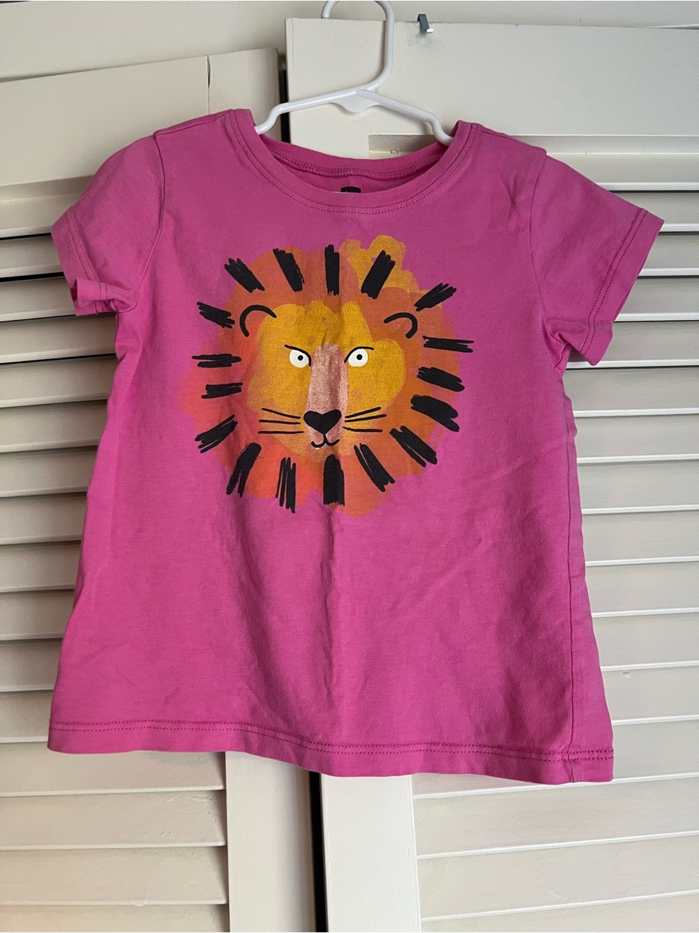 Tea Collection Girls Pink Lion Graphic T-Shirt Size 4 100% Cotton